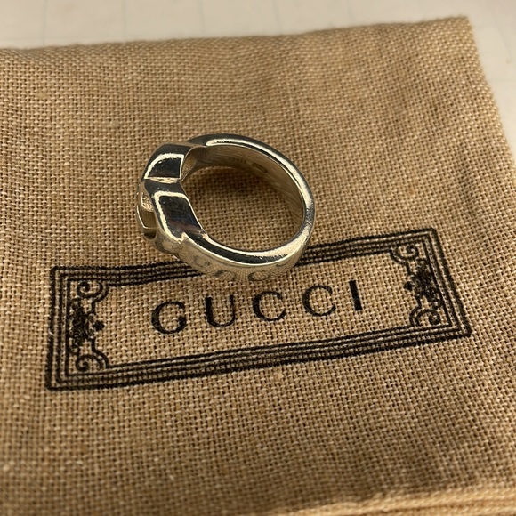 Authentic GUCCI sterling silver 925 heart ring sz 5 5 1/2 with bag and COA - Picture 5 of 9